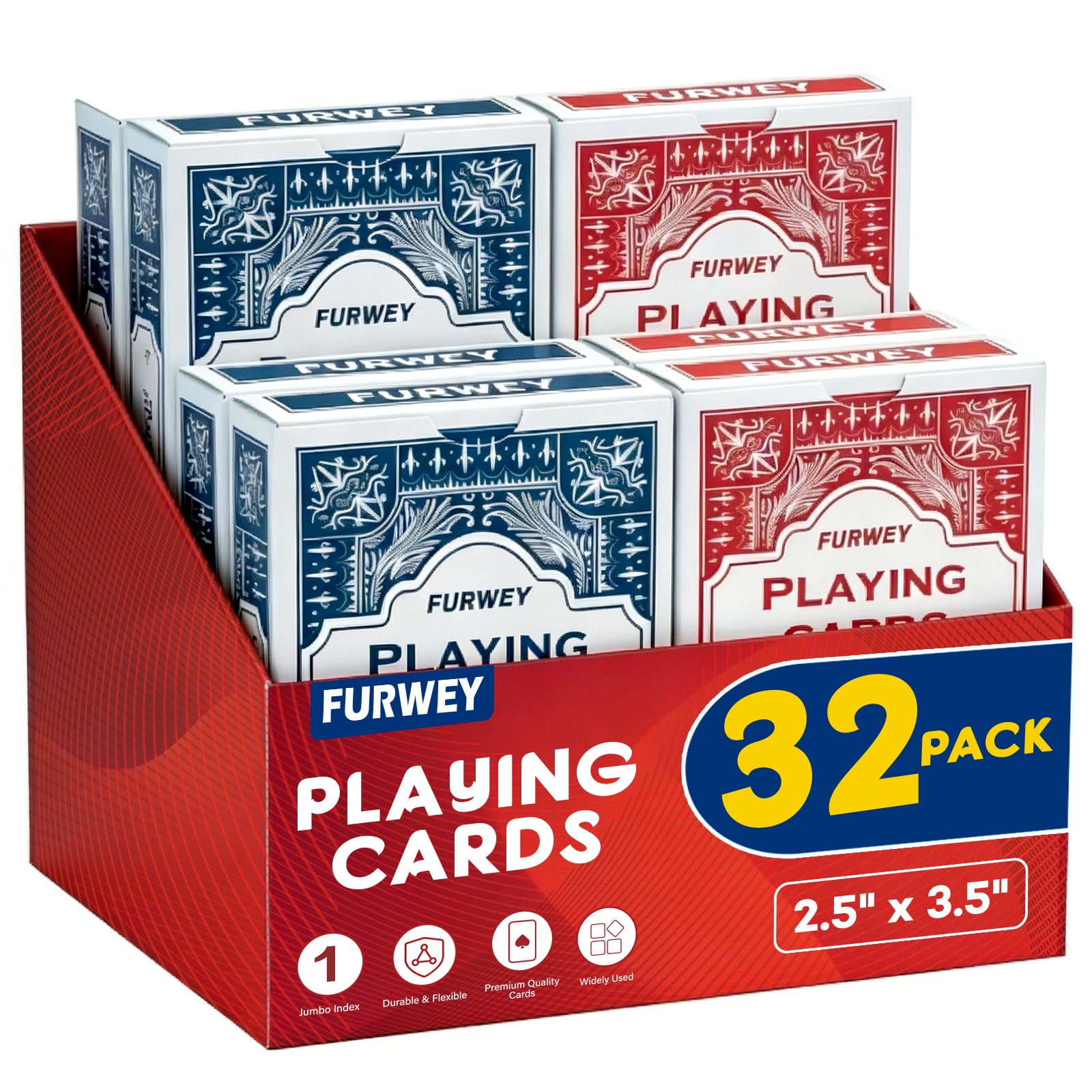 Amazon.com: FURWEY 32 Packs Playing Cards, Poker Size Standard